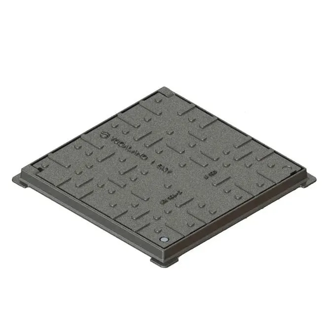Rama + capac canalizare, pentru zone cu trafic usor, Vodaland, fonta, negru, B125, 520 x 520 mm