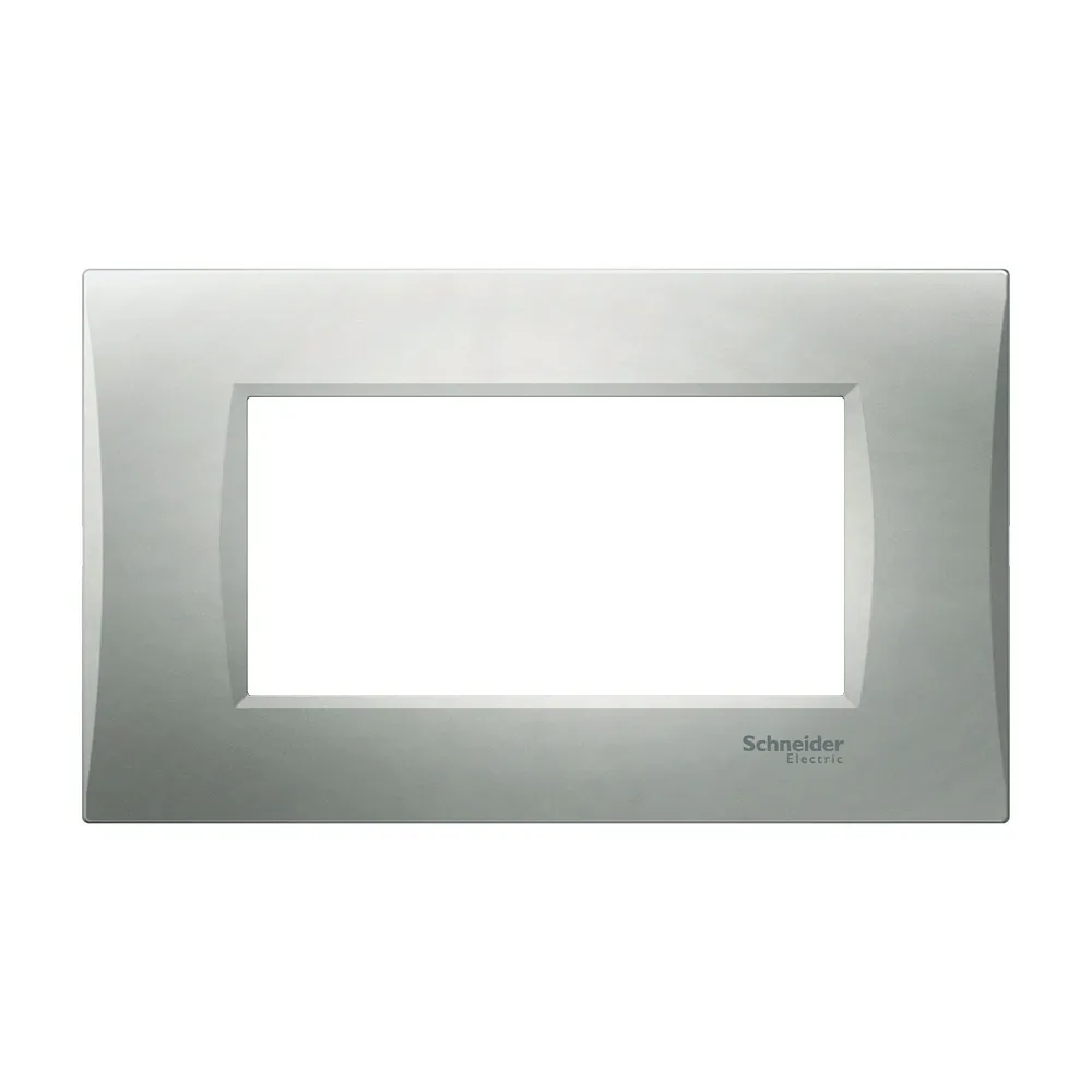 Rama decorativa pentru 4 module Schneider Easy Styl, curbata, pentru aparataj modular, argintie
