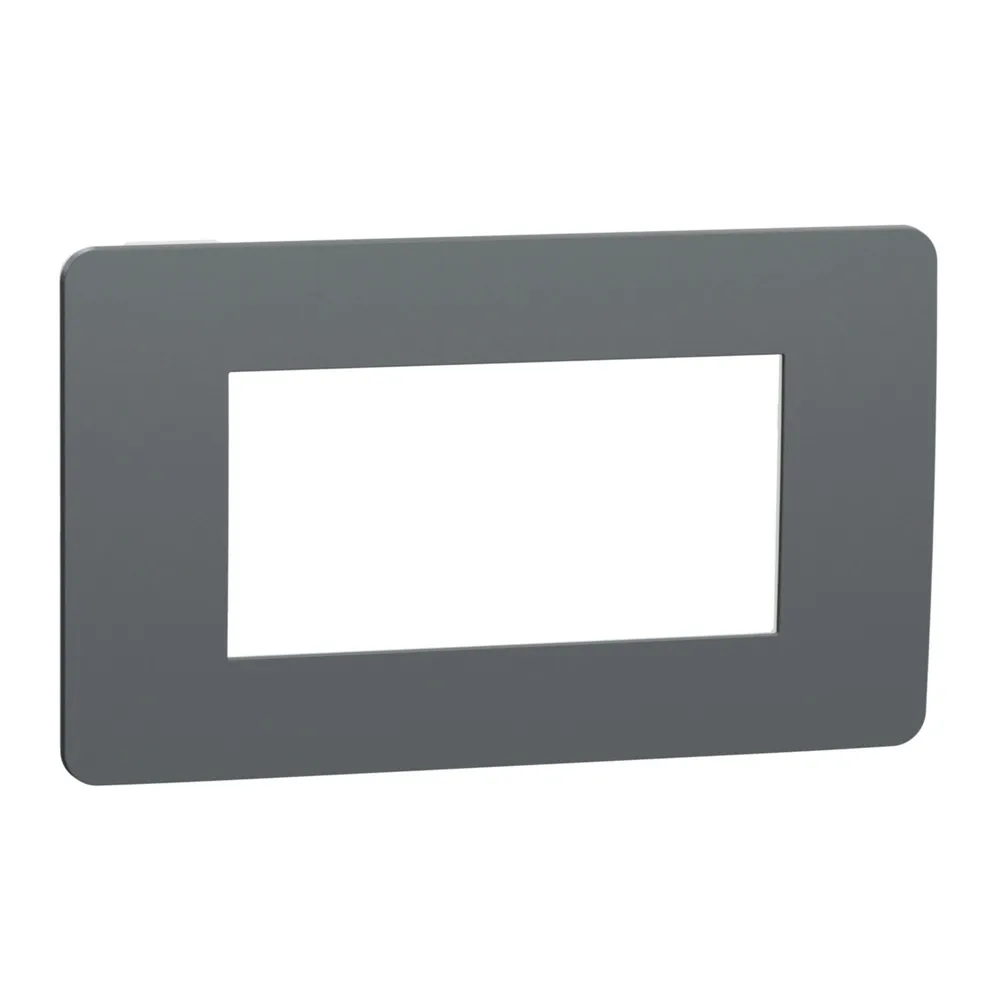 Rama decorativa pentru 4 module Schneider Unica Studio, IP 20, gri-alb