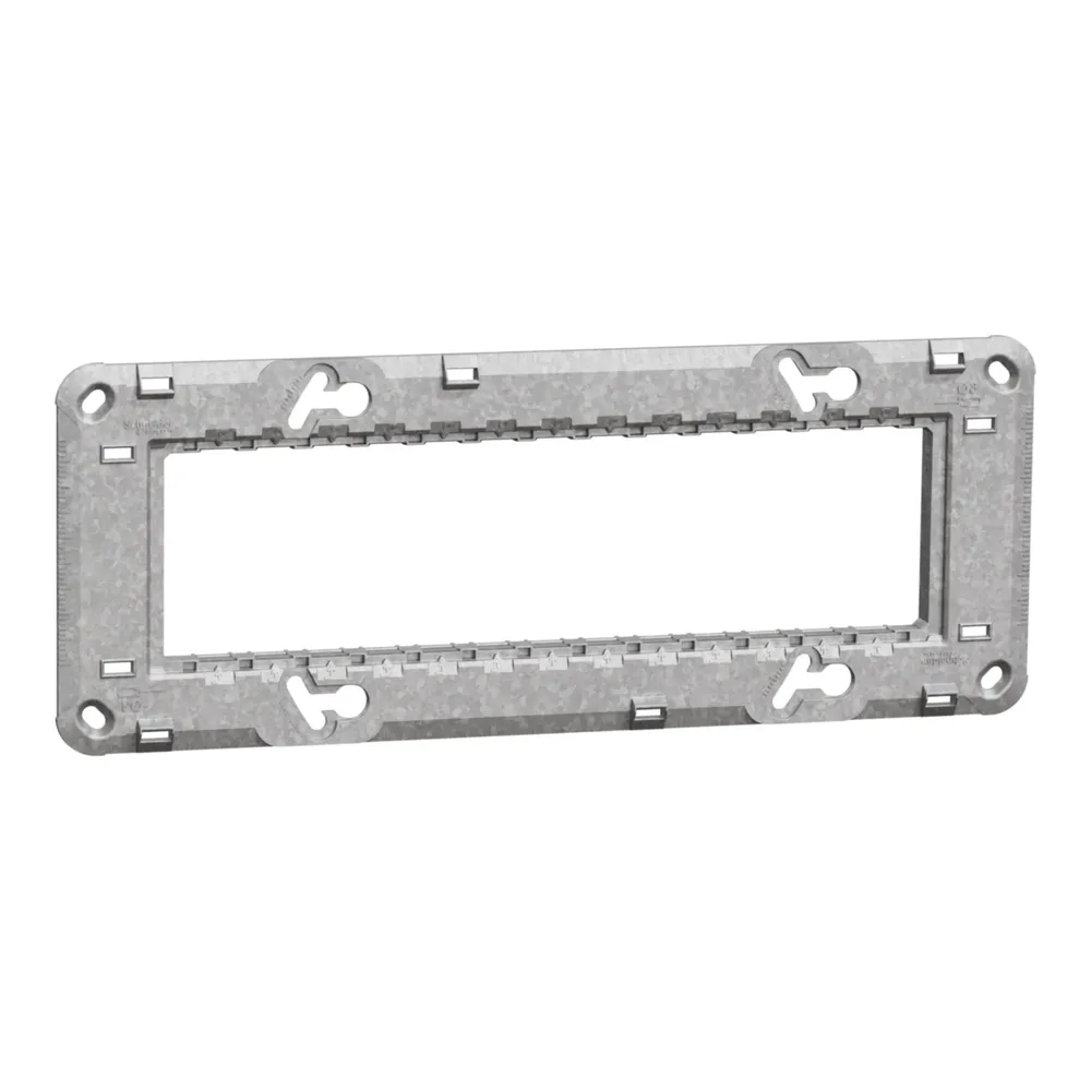 Rama fixare pentru 7 module Schneider Unica, pentru aparataj modular, zamac, gri