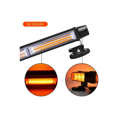 Rampa girofar LED COB stroboscopica 112 cm 12V-24V portocalie cu baza magnetica — imaginea 6