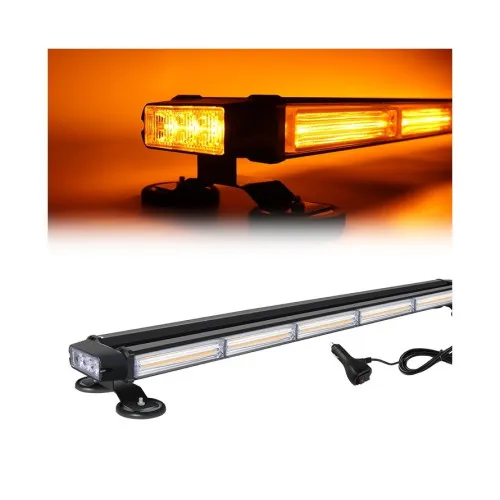 Rampa girofar LED COB stroboscopica 127 cm 12V-24V portocalie cu baza magnetica