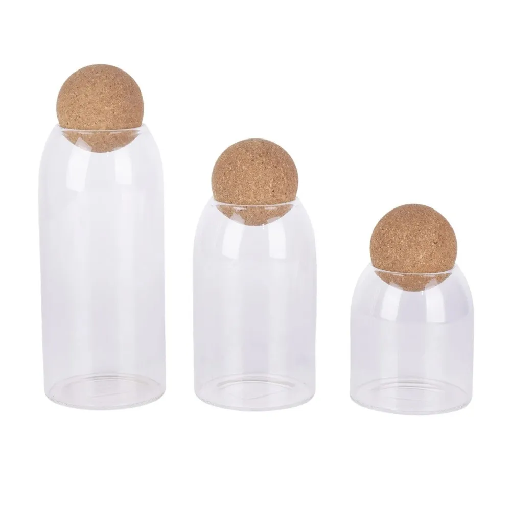 Recipient pentru ingrediente, S3-3T0J, sticla, transparent, 500 + 800 + 1000 ml, set 3 piese