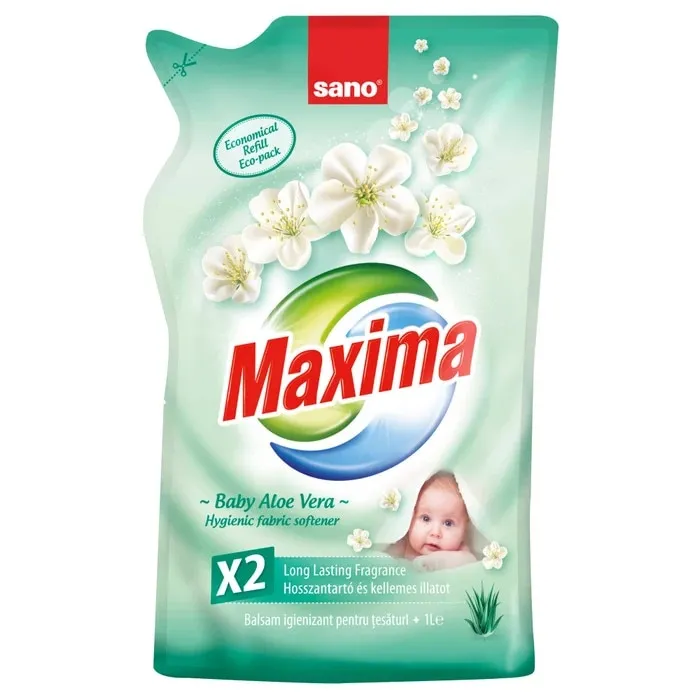 Rezerva balsam de rufe Sano Maxima Baby Aloe Vera, parfum aloe vera, 1 L
