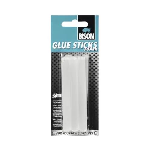 Rezerve pentru pistol de lipit Bison Super, set 6 buc, transparent, 11 mm, 10 cm
