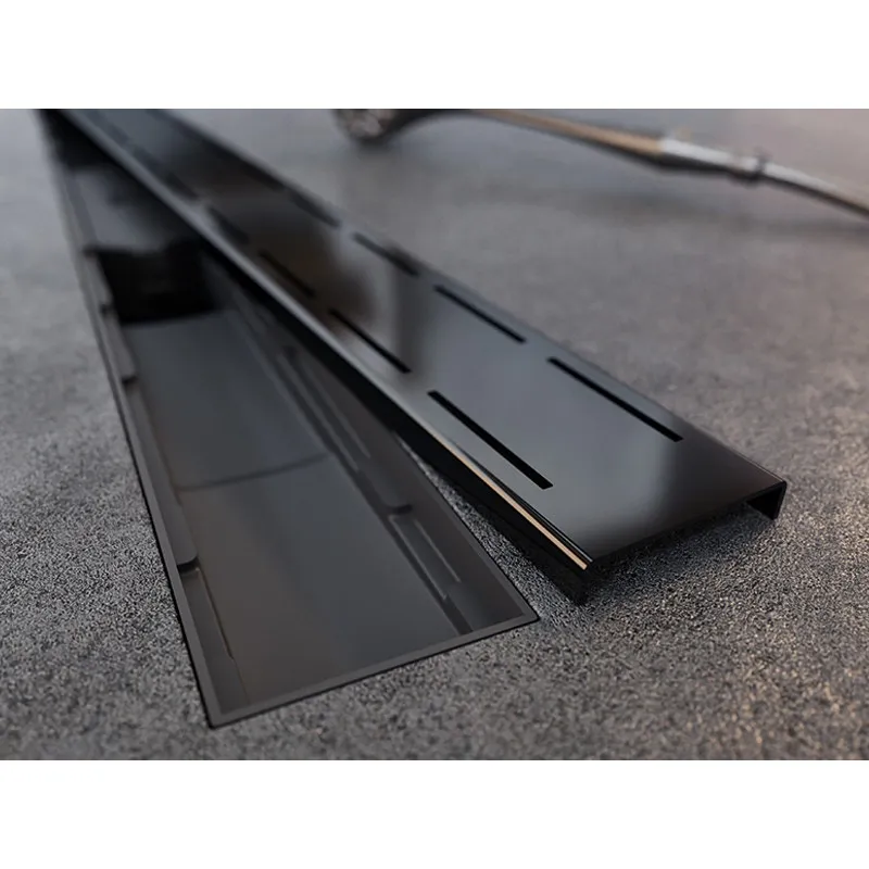 Rigola dus cu gratar din otel inoxidabil, MCH CH-650LC Line, negru mat, 65 cm