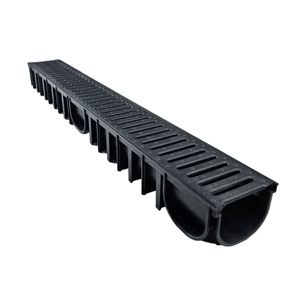 Rigola plastic ACO, pietonala, exterioara, pentru scurgere apa pluviala, cu gratar PEHD, A15, 1000 x 125 x 90 mm
