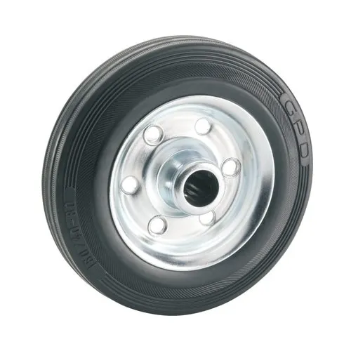 Roata metalica & cauciuc plin Tarrox Ø100mm, butuc Ø12x40 mm, cu rulment