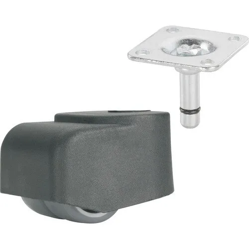 Roata mobila pivotanta Tarrox, plastic, 70kg, bolt O8mm, Ø25mm