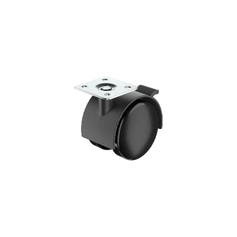 Roata pivotanta cu flansa si frana, Ø 40 mm, max 15 kg, neagra