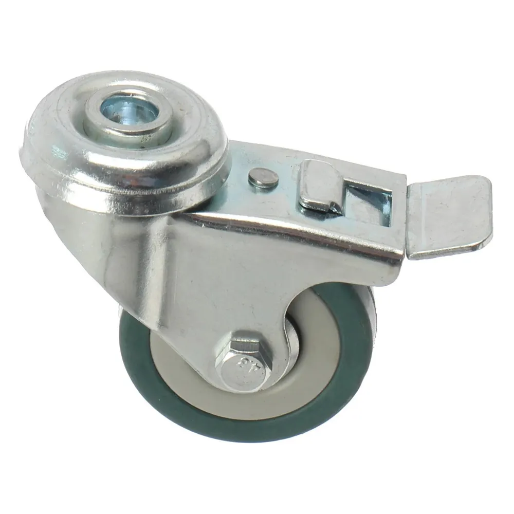 Roata pivotanta, din cauciuc siliconic, cu frana, cu alezaj, 50 mm, 40 kg