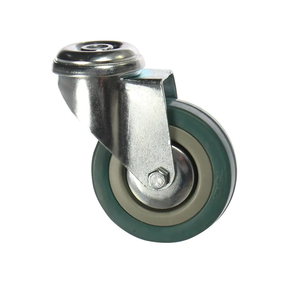 Roata pivotanta, din cauciuc siliconic, fara frana, cu alezaj, 75 mm, 60 kg