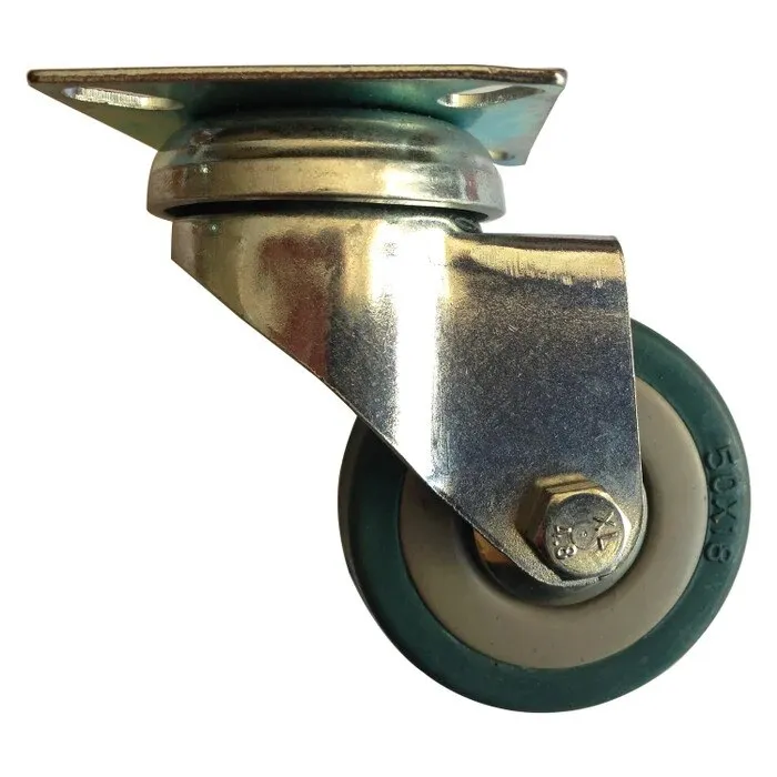 Roata pivotanta, din cauciuc siliconic, fara frana, cu placa, 50 mm, 40 kg