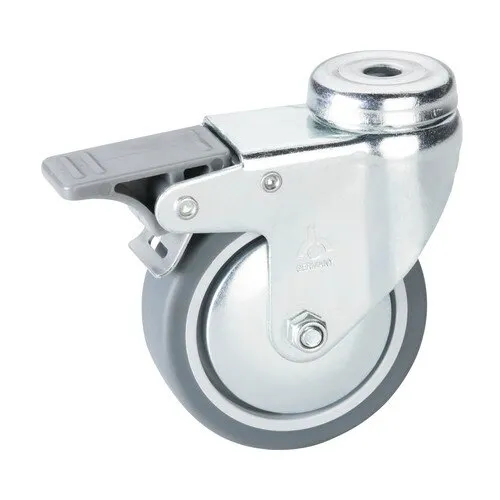 Roata pivotanta metalica & plastic Tarrox Ø75mm, fara placa fixare, cu frana