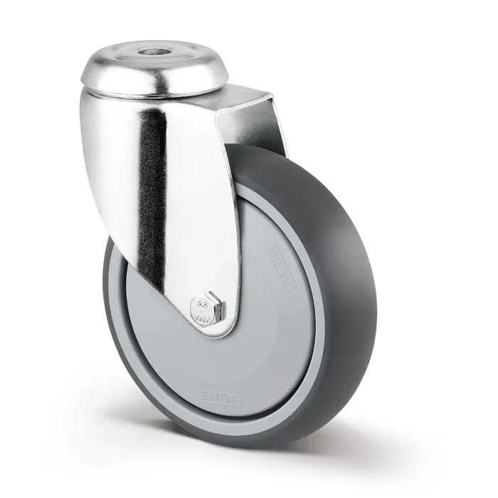 Roata pivotanta pentru carucior, din polipropilena/cauciuc gri, fara frana, Tente 2470PJP125P30, 125 mm, 125 kg
