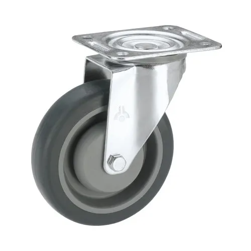 Roata pivotanta plastic & cauciuc plin Tarrox Ø80mm, placa fixare 105x85 mm, cu rulment