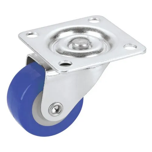 Roata pivotanta poliuretan Tarrox Ø30mm, placa fixare 40x40 mm, cu rulment, albastru