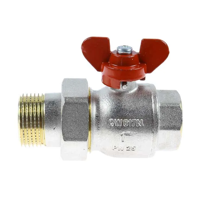 Robinet cu bila Fratelli Fortis 797M, cu olandez filet exterior, alama, 1", maner fluture