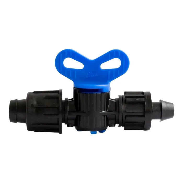 Robinet de gradina, pentru banda irigatii prin picurare, cu capac, negru, polipropilena, D 17 mm, set 2 buc