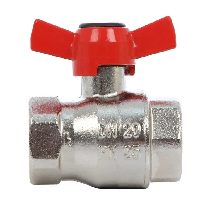 Robinet de inchidere cu bila Herz, alama nichelata, filet interior, DN 20 (3/4), PN 25, maner fluture