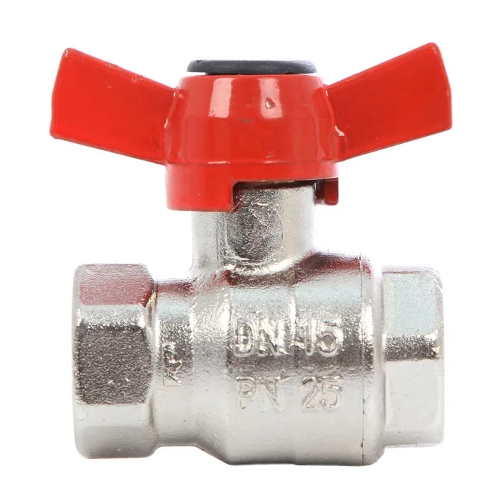 Robinet de inchidere cu bila Herz, alama nichelata, filet interior, DN 20 (3/4), PN 25, maner fluture