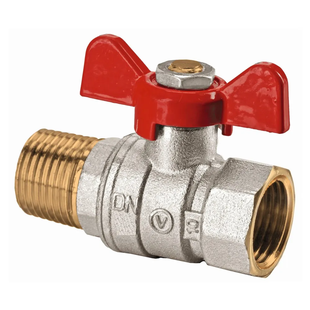 Robinet de trecere cu bila Valvex, alama, filet interior - exterior, 3/8", PN 40, maner fluture