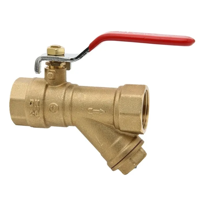 Robinet de trecere cu bila Valvex Opti, cu filtru y, fonta, filet interior-interior, 3/4, cu maneta otel