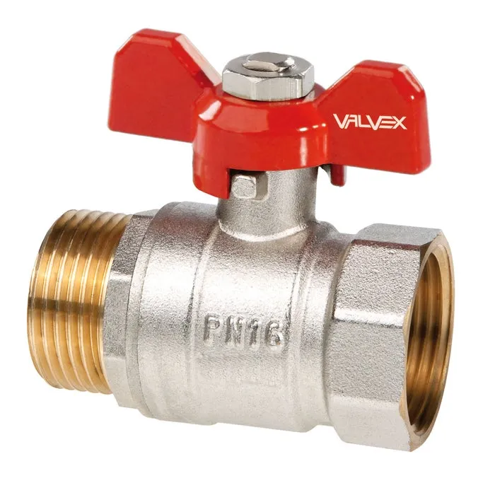 Robinet sferic cu bila Valvex Oro, alama nichelata, filet interior - exterior, DN 15, PN 16, maner fluture