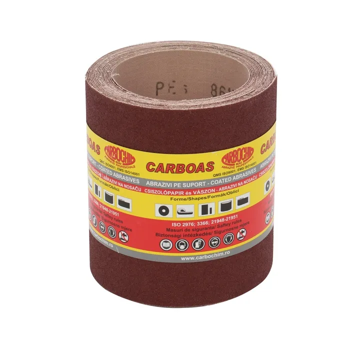 Rola panza abraziva pentru lemn, metale, constructii, Carbochim PESK, granulatie 80, rola 5 m x 120 mm