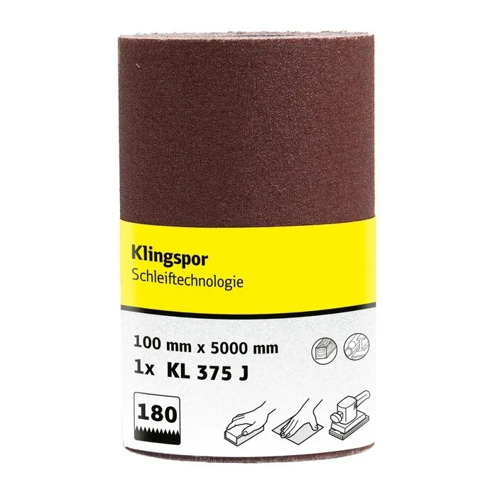 Rola panza abraziva pentru lemn, metale, Klingspor KL 375 J, granulatie 100, rola 5 m x 100 mm