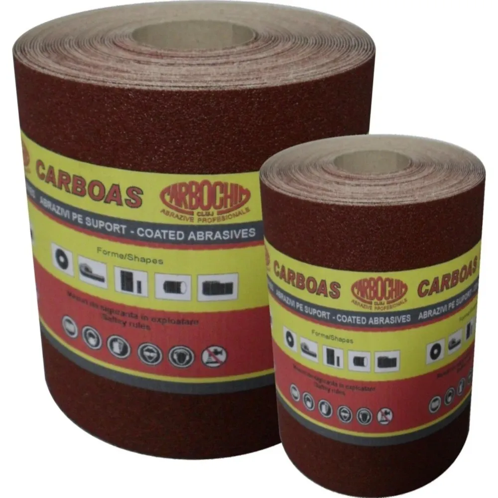 Rola panza abraziva pentru lemn, metale, materiale constructii, Carbochim PES861K, granulatie 100, rola 10 m x 120 mm