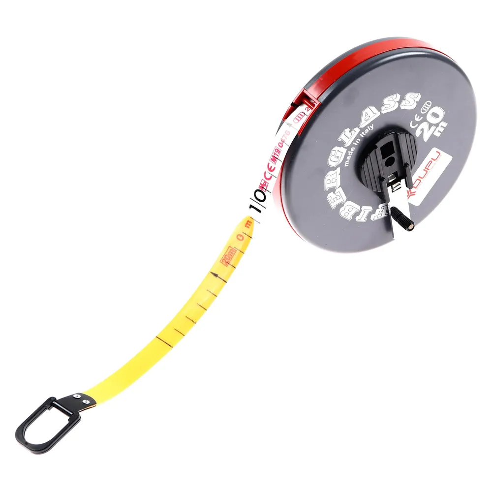 Ruleta cu banda din fibra de sticla, cu derulator manual, Dupu 44310, 20 m
