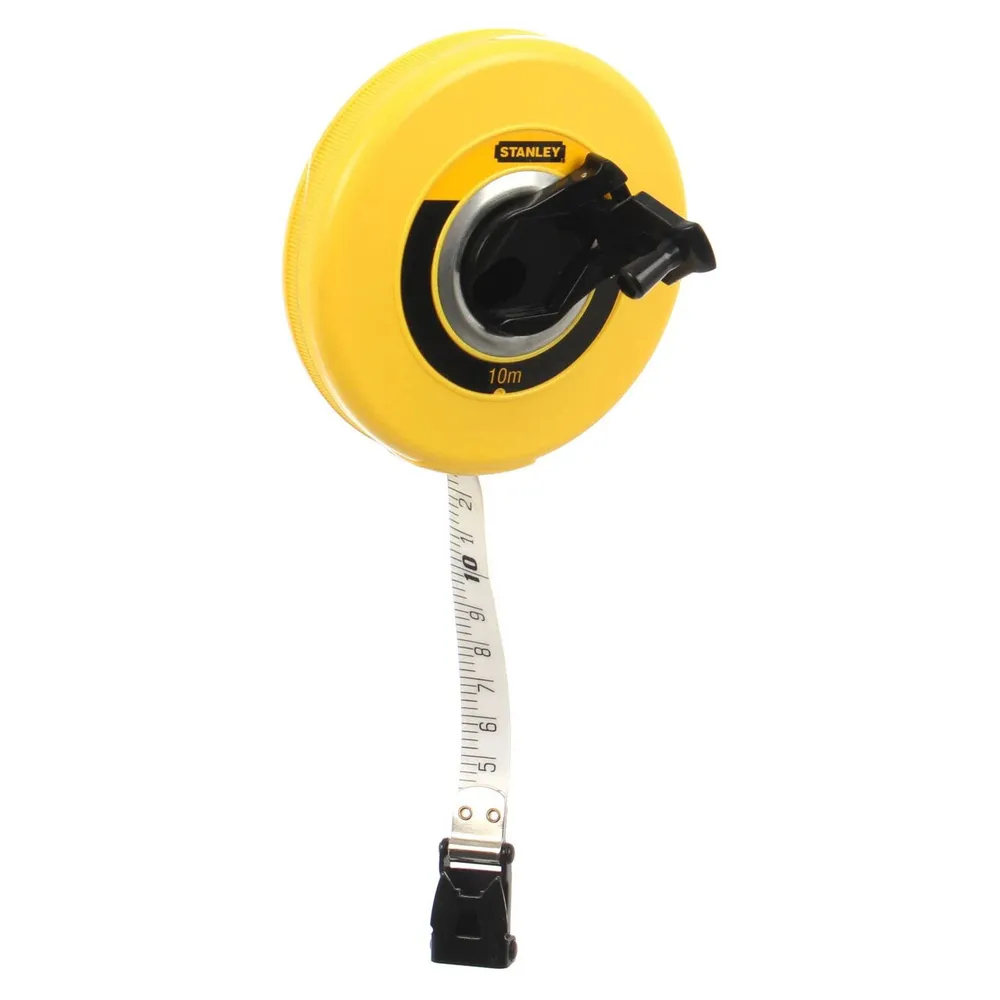Ruleta cu banda din fibra de sticla, cu derulator manual, Stanley 0-34-295, 10 m