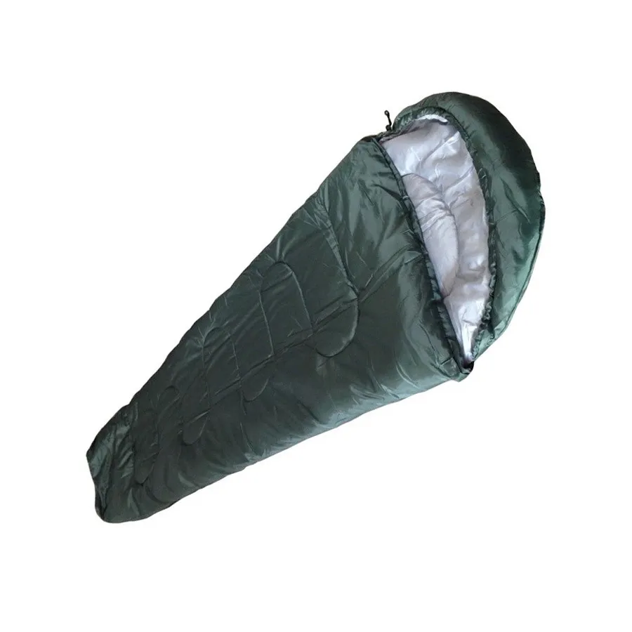 Sac de dormit Mummy WR3211, o persoana, 190 x 80 x 50 cm, cu gluga, primavara - vara - toamna, verde inchis