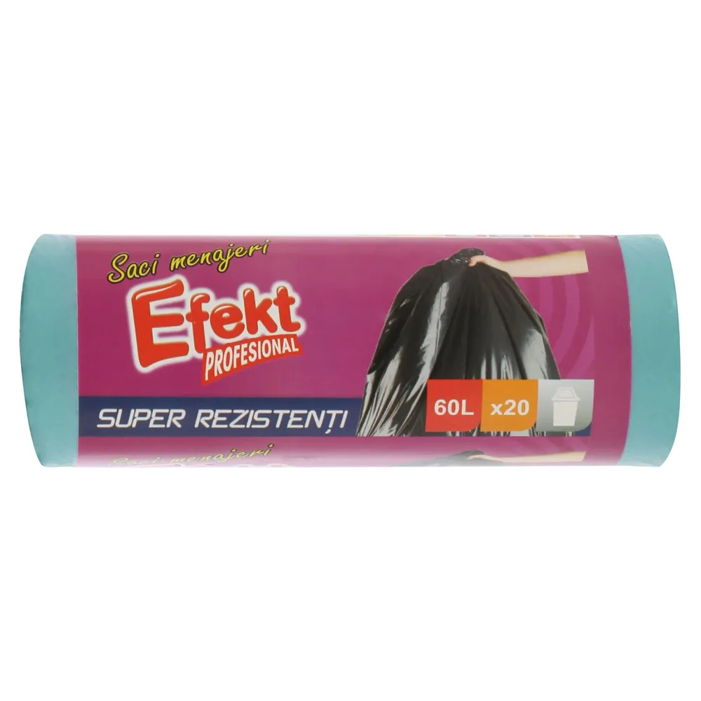 Saci menajeri / gunoi Efekt, super rezistenti, albastru, 60L, 20 buc