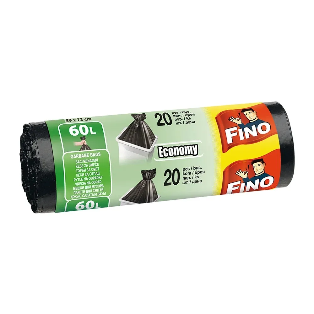Saci menajeri / gunoi Fino HD, negru, 60L, 20 buc