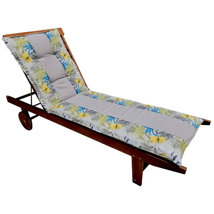 Saltea / perna pentru sezlong Exotic, gri + bej, 190 x 58 x 5 cm