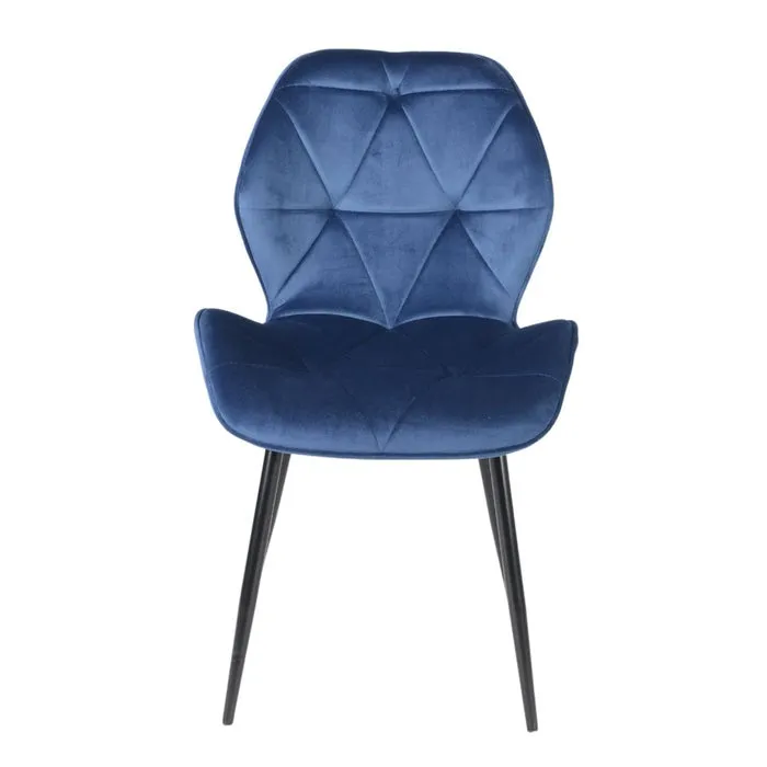 Scaun bucatarie / living fix Kordas tapitat, metal negru + material textil albastru
