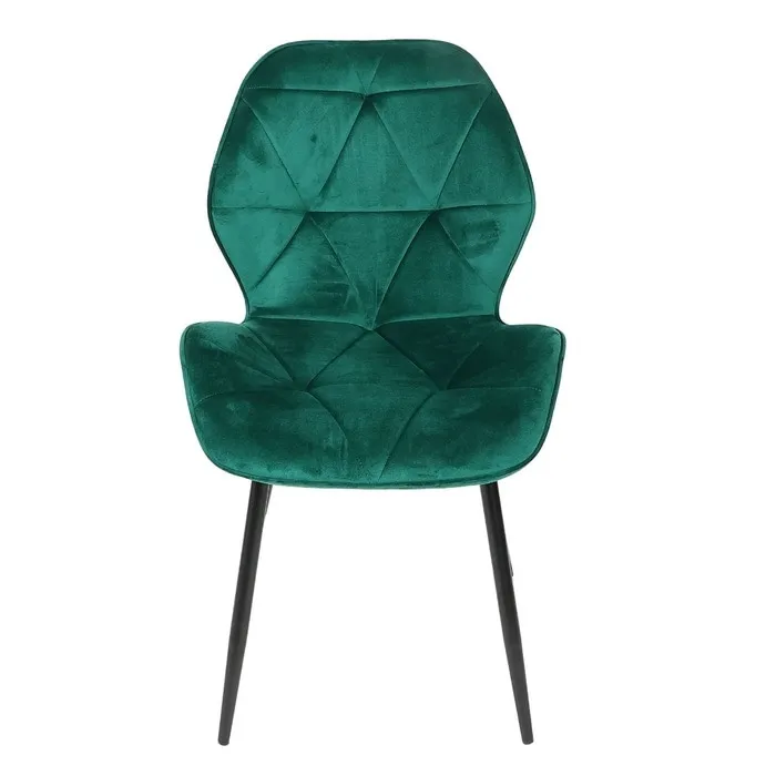 Scaun bucatarie / living fix Kordas tapitat, metal negru + material textil verde