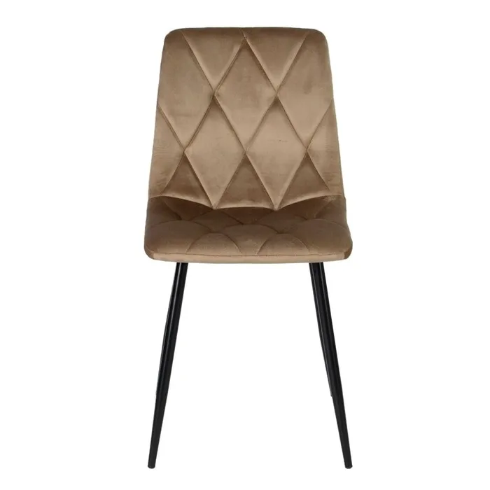 Scaun bucatarie / living fix Yona, tapitat, metal negru + material textil maro