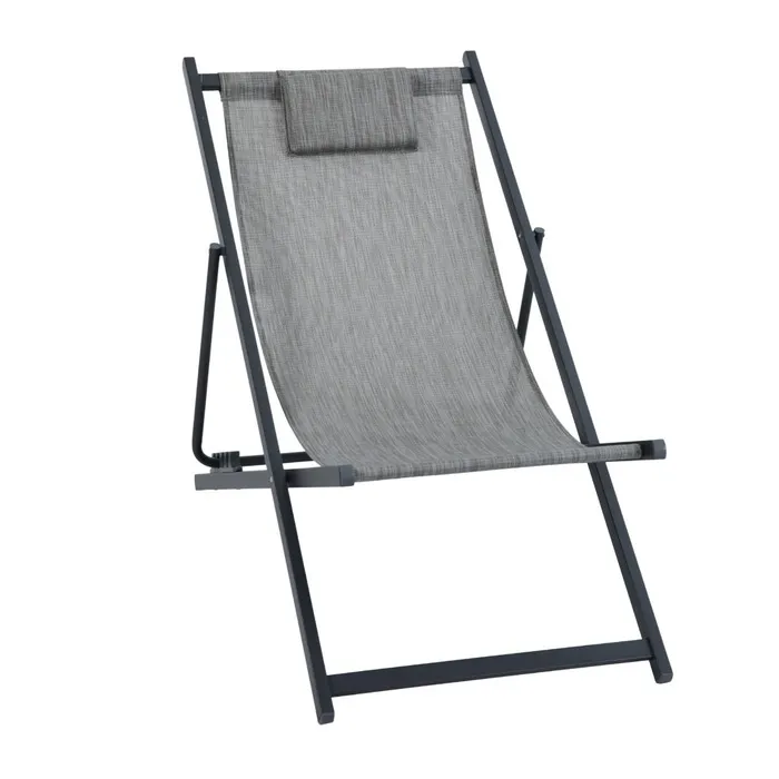 Scaun camping Lisa Grandio Mob, pliant, structura metal, gri + negru, 61 x 97 x 92 cm