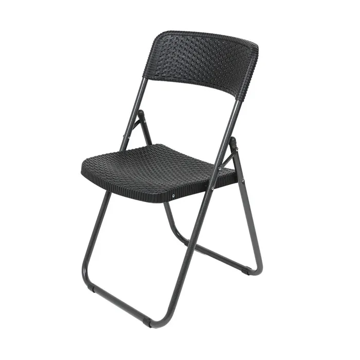 Scaun de gradina, terasa, pliant, Grandio Mob, metal + polipropilena, negru