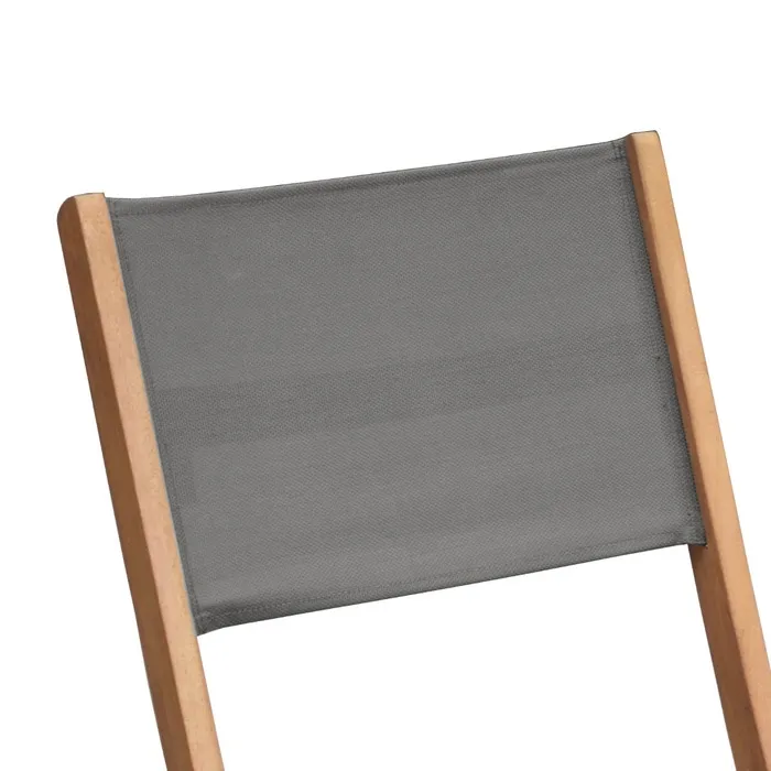 Scaun de gradina / terasa, pliant, Grandio Mob Samy, lemn + textilen, maro + gri — imaginea 2
