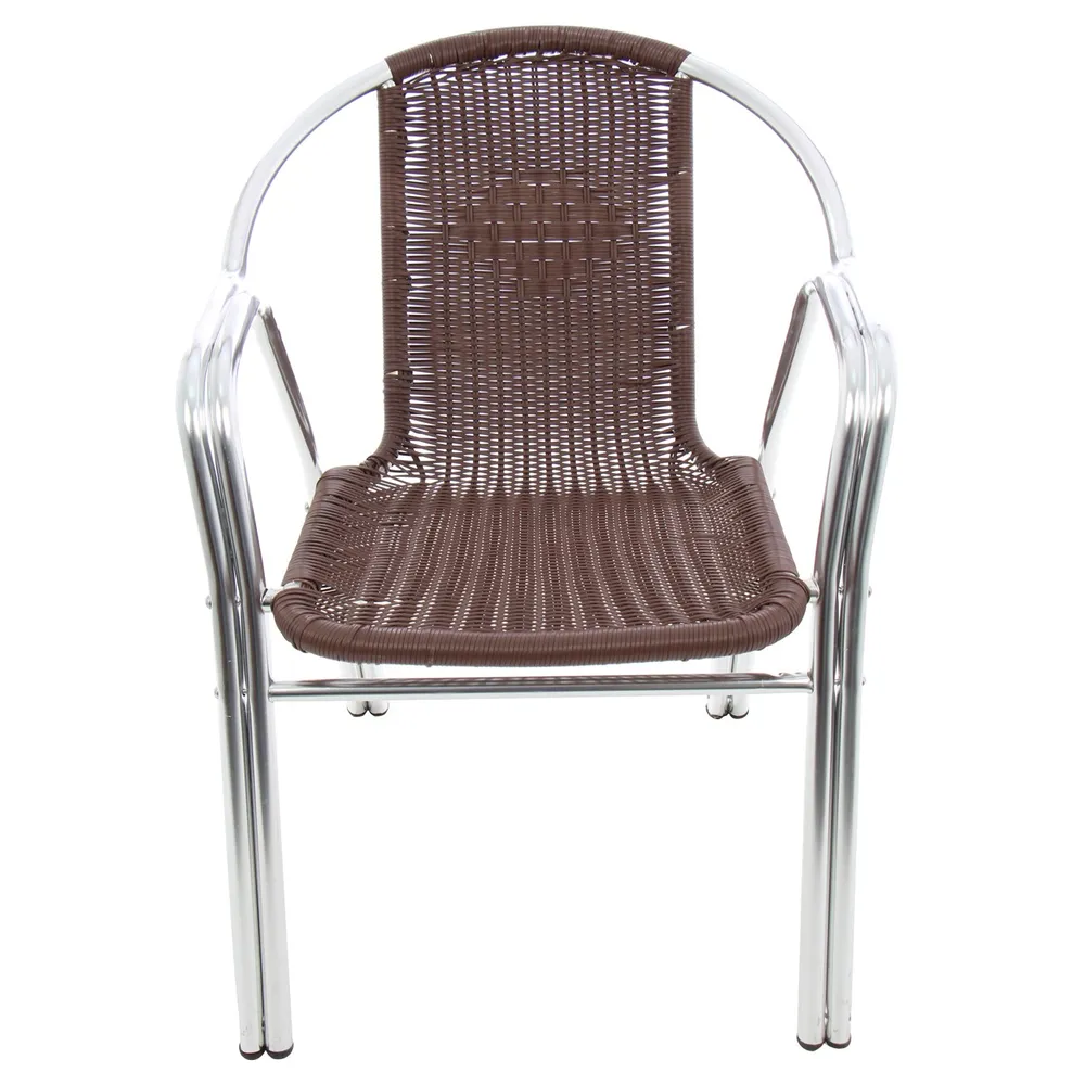 Scaun pentru gradina, MCR024, metal si polietilena, culoare maro, elegant cu design modern, 56 x 62 x 74 cm