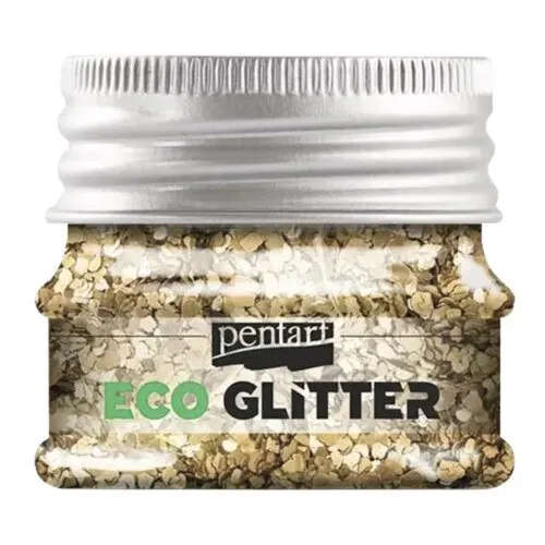 Sclipici natural Eco Glitter Pentart rose gold 15 g, textura confetti