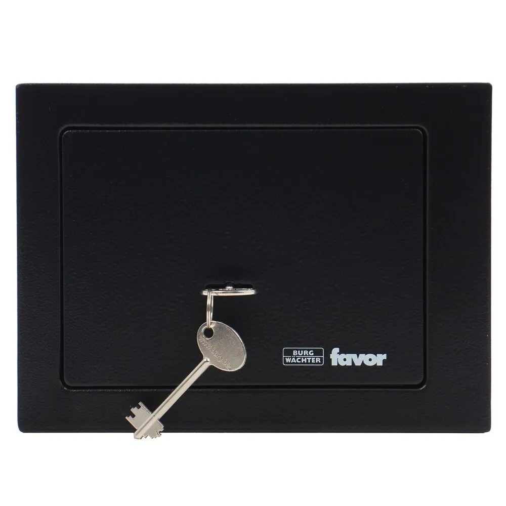 Seif Burg Wachter Favor S1 K, inchidere cu cheie, din tabla de otel, negru, 230 x 170 x 170 mm