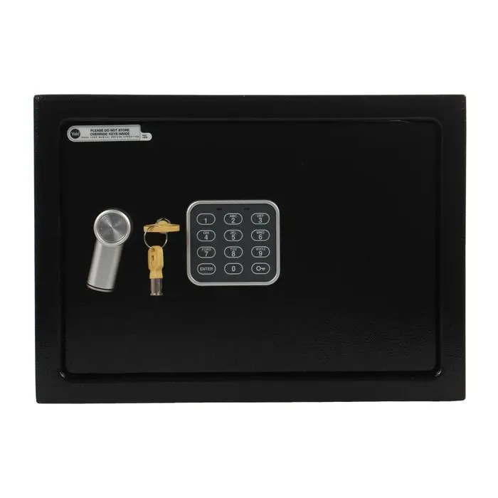 Seif mediu Yale, cu alarma, inchidere electronica + cheie, otel, negru, 350x250x250mm