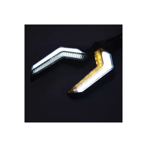 Semnalizare moto 12V cu funtie de lumina de zi alba si semnalizare galbena — imaginea 4