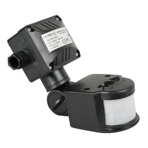 Senzor de miscare Novelite 180° 1200W, cu brat, pentru exterior IP44, negru