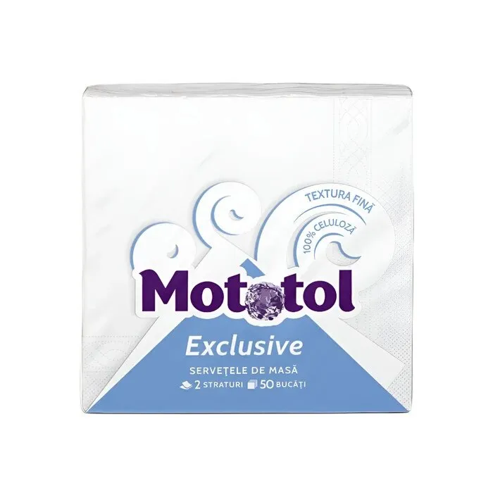Servetele de masa Mototol, alb, 2 straturi, 39 x 39 cm, 50 buc / pachet
